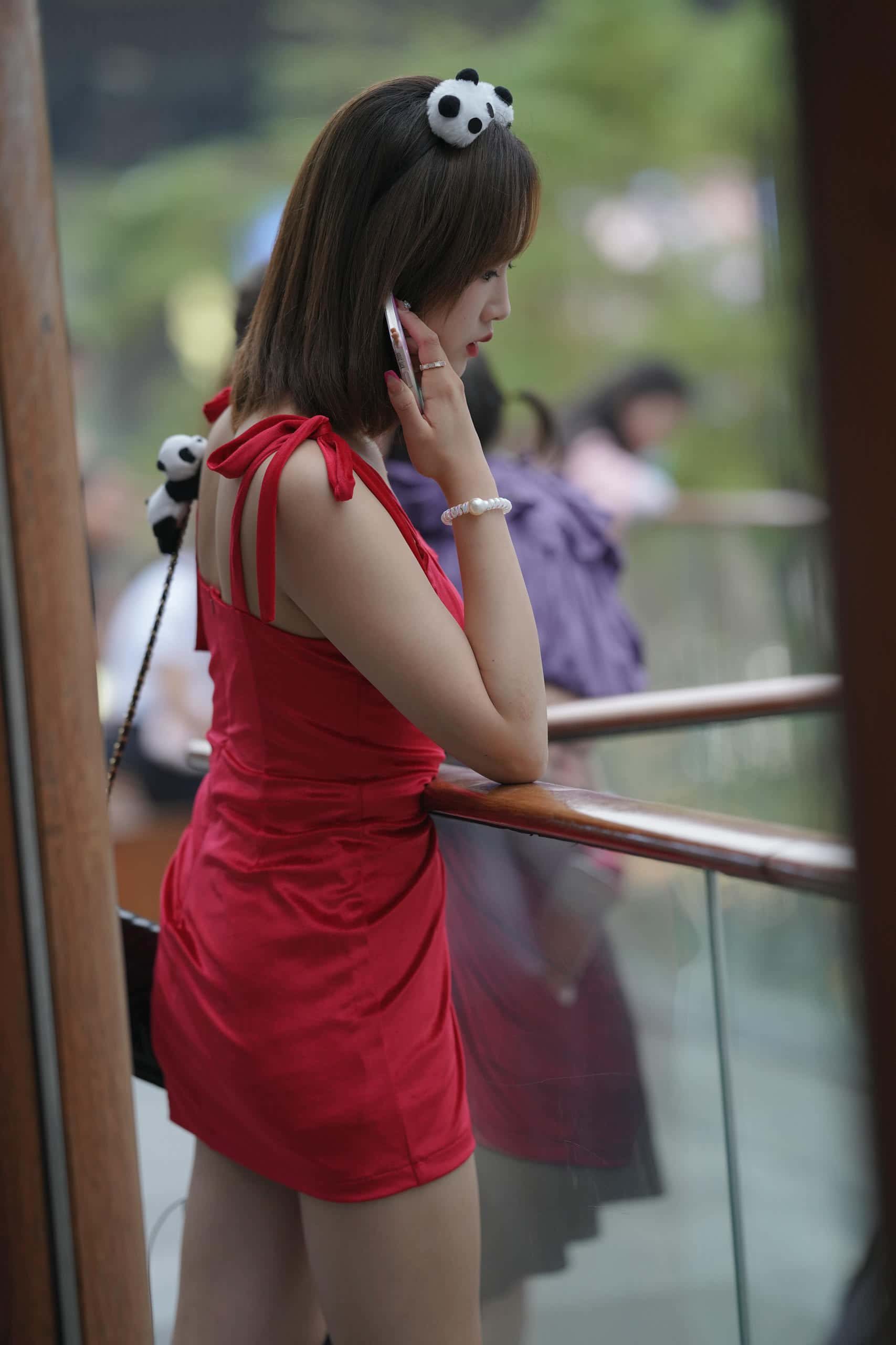 图片[3]-P0316 亮眼红色吊带裙【352P】5.56GB-素人网